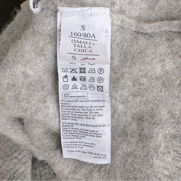 All Saints Alpaca/Wool Blend Mohair Split Logo Sweater Grey Lavender S - Picture 6 of 6